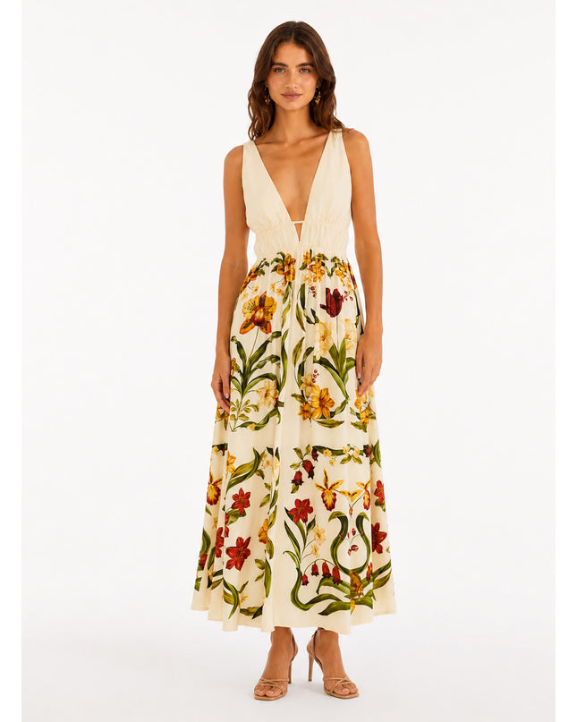 Vestido Longo Estampado Selva de Flor