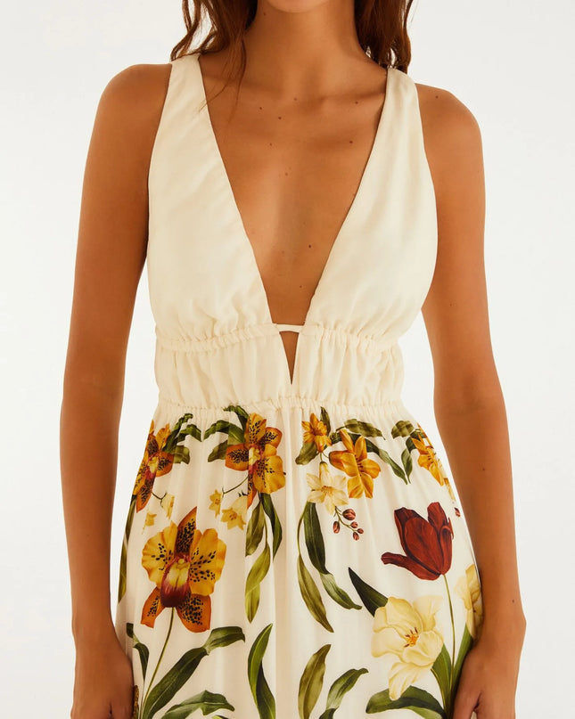 Vestido Longo Estampado Selva de Flor