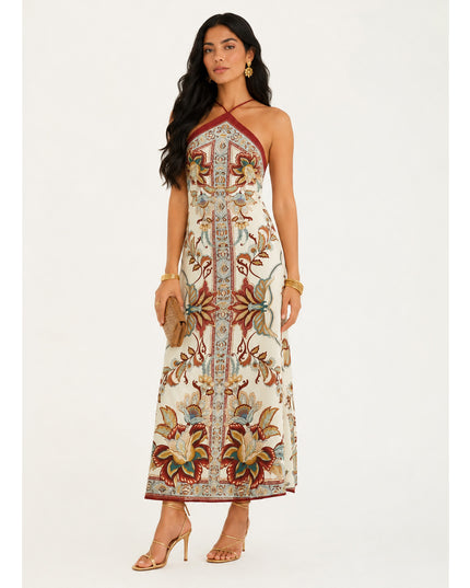 Vestido Farm longo Jardim Majestoso