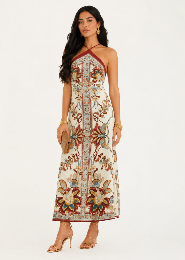 Vestido Farm longo Jardim Majestoso