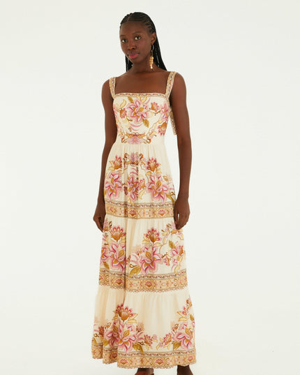 VESTIDO FARM CROPPED ESTAMPADO JARDIM MAJESTOSO