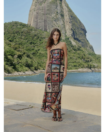 Vestido Farm Tule Lencos Cariocas