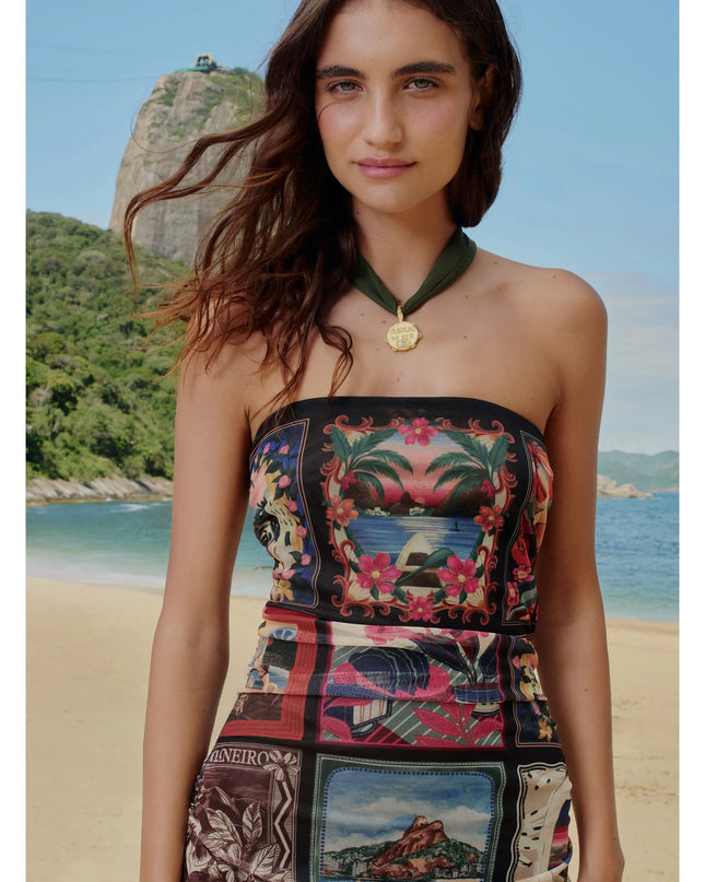 Vestido Farm Tule Lencos Cariocas