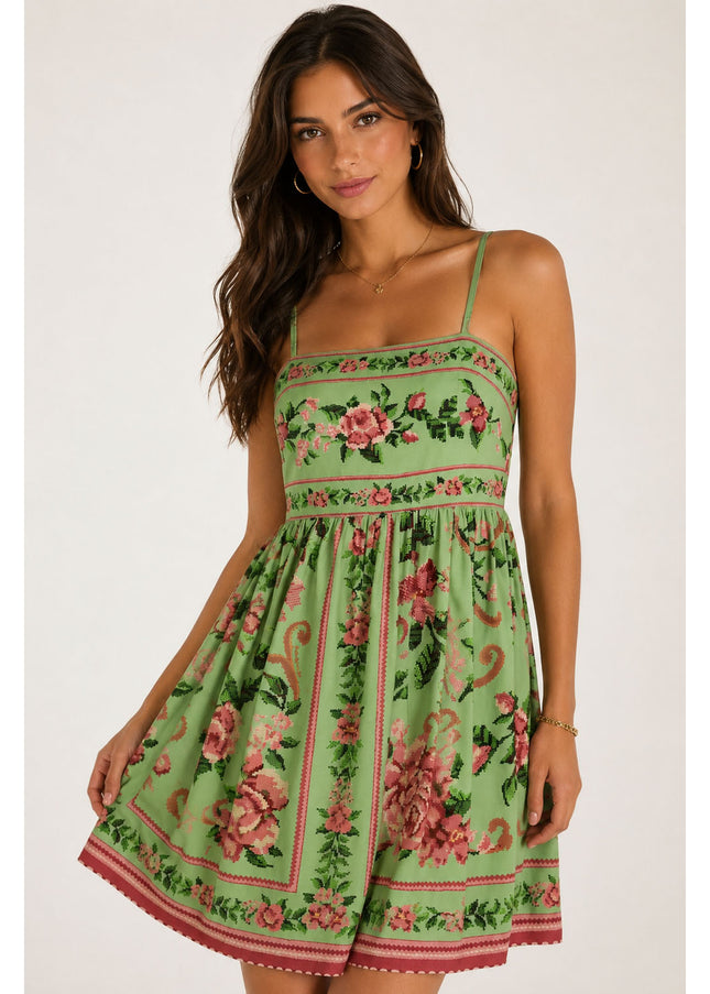 Vestido Farm Curto Alcinha Flor Realeza