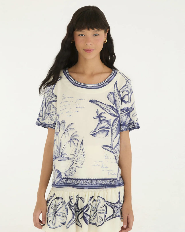 BLUSA FARM T SHIRT MAR DE ONDAS