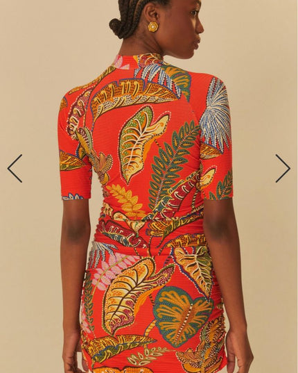 VESTIDO FARM CURTO FOLHAGEM COOL