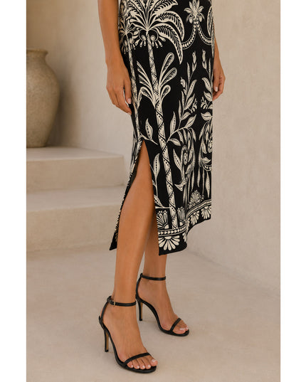 Vestido Farm Midi Estampado Coqueiro Sereno
