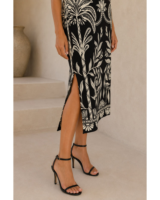 Vestido Farm Midi Estampado Coqueiro Sereno