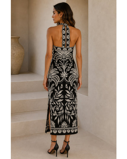 Vestido Farm Midi Estampado Coqueiro Sereno