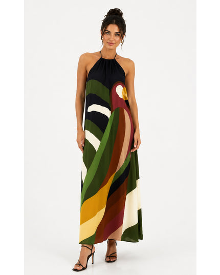 Vestido Farm Longo Listra Arara