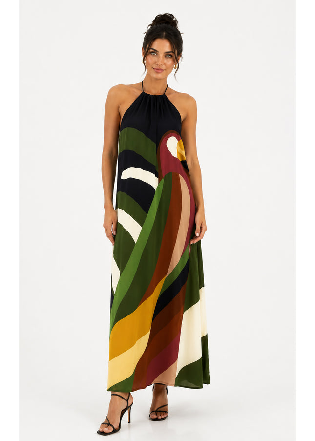 Vestido Farm Longo Listra Arara