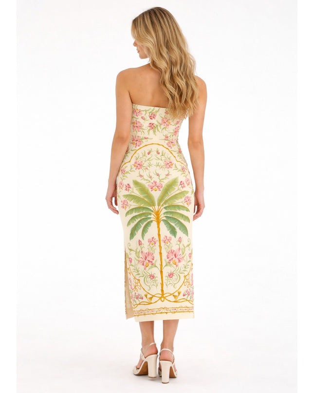 Vestido Farm Midi Sem Alça Floral Nusa