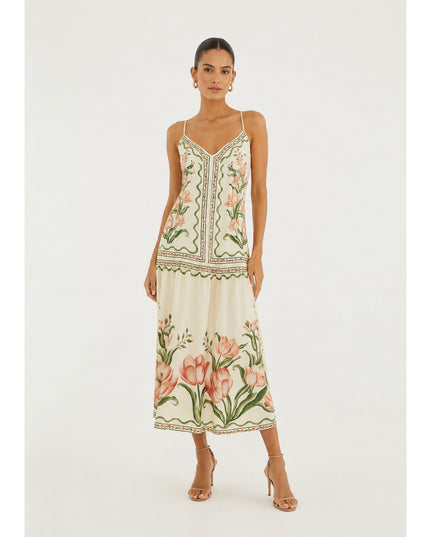 Vestido Farm Longo Sonho De Tulipas