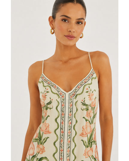Vestido Farm Longo Sonho De Tulipas