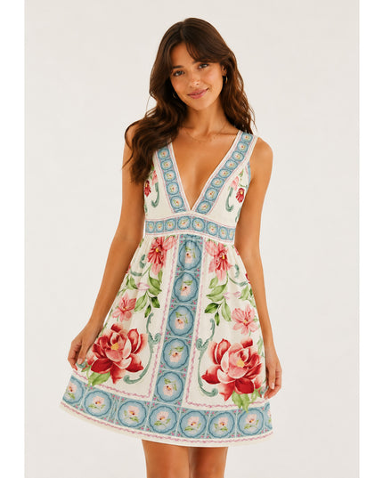 Vestido Farm Curto Estampado Flor De Outono