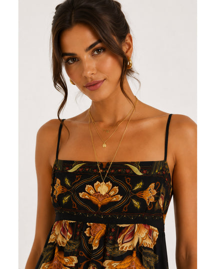 Vestido Farm Cropped Estampado Jardim Majestoso