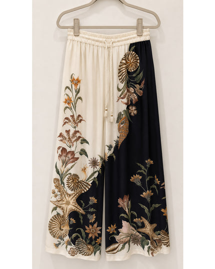 Calça Farm Pantalona Estampada Concha Surreal