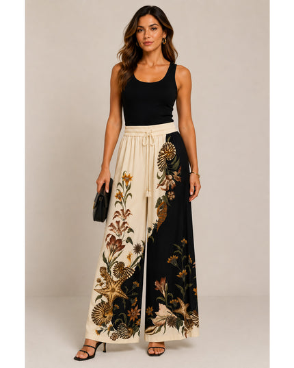 Calça Farm Pantalona Estampada Concha Surreal