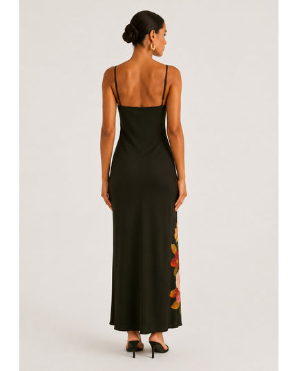 Vestido Farm Longo Alcinha Estampado Maxi Orquídea