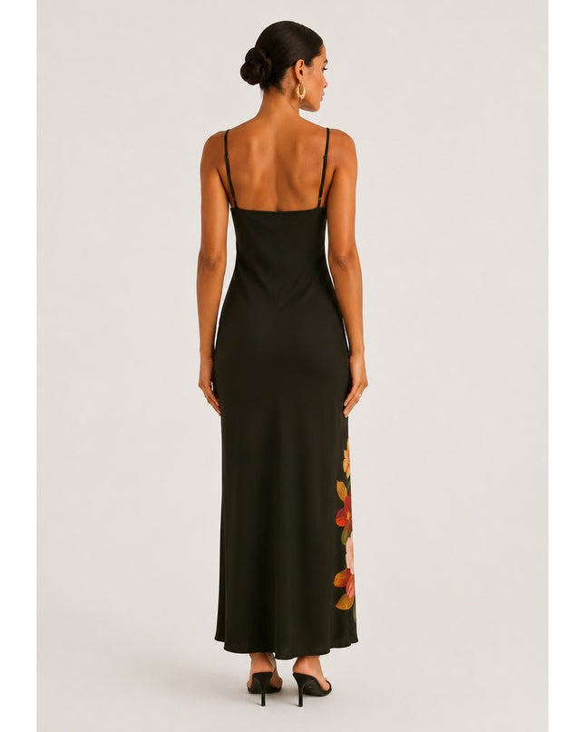 Vestido Farm Longo Alcinha Estampado Maxi Orquídea
