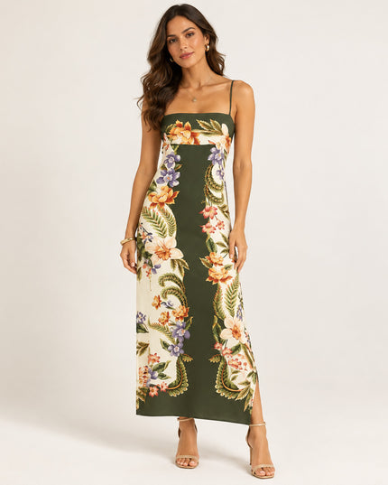 Vestido Longo Estampado Natureza Verde