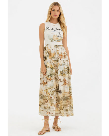 Vestido Farm Longo com Estampa Rio de Janeiro