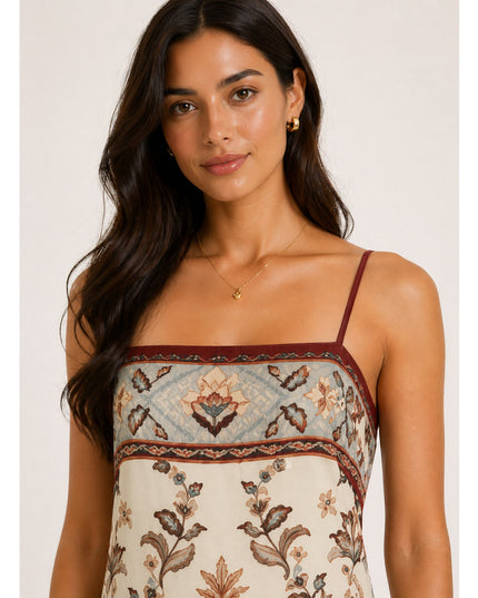 Vestido Farm Longo Pala Estampado Jardim Majestoso