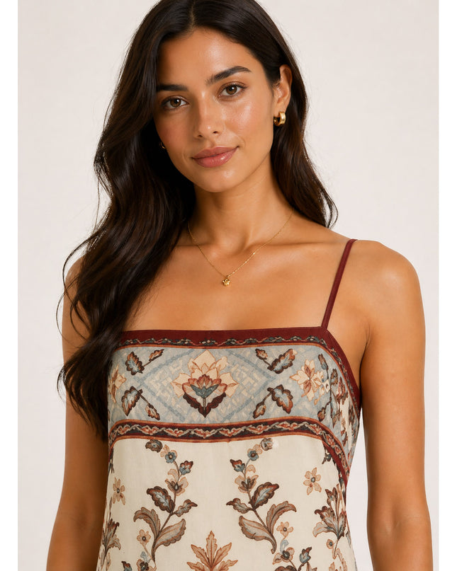 Vestido Farm Longo Pala Estampado Jardim Majestoso