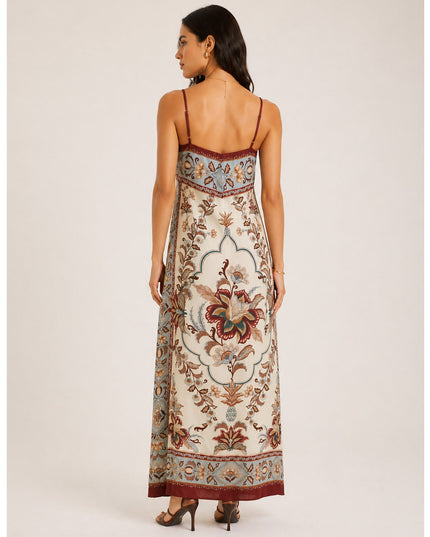 Vestido Farm Longo Pala Estampado Jardim Majestoso