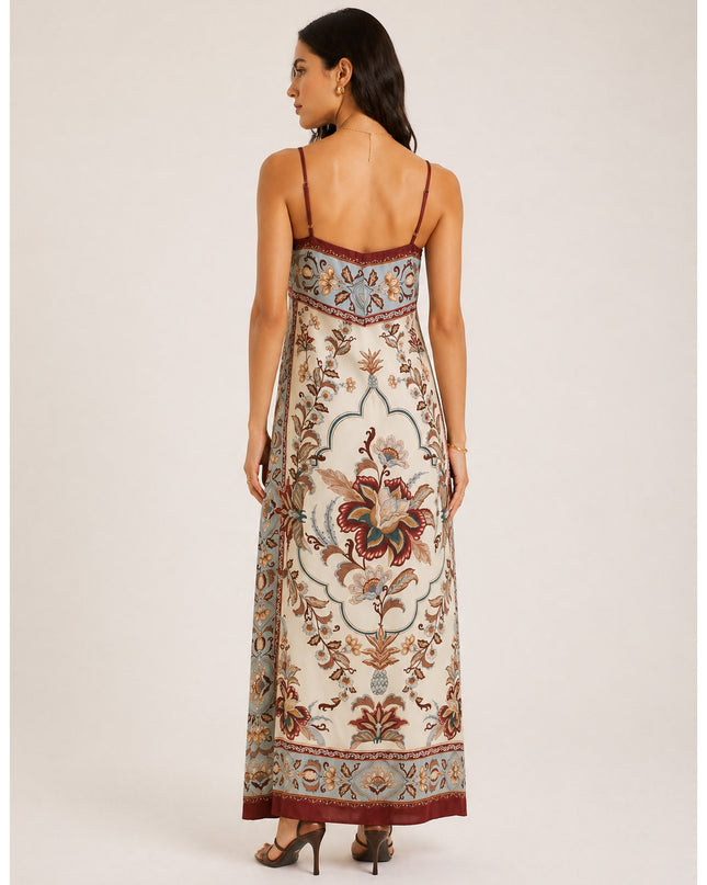 Vestido Farm Longo Pala Estampado Jardim Majestoso