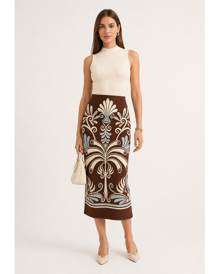 Saia Farm Midi Reta Estampada Coletânea Tropical