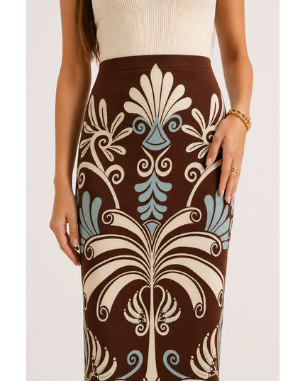 Saia Farm Midi Reta Estampada Coletânea Tropical