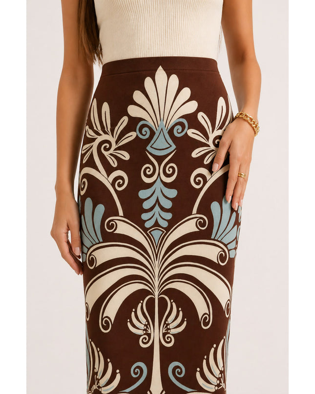 Saia Farm Midi Reta Estampada Coletânea Tropical
