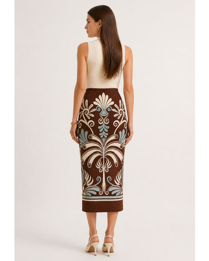 Saia Farm Midi Reta Estampada Coletânea Tropical