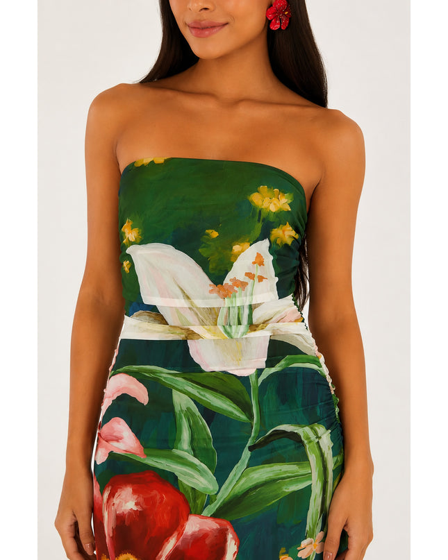 Vestido Farm Tule Floral Belo