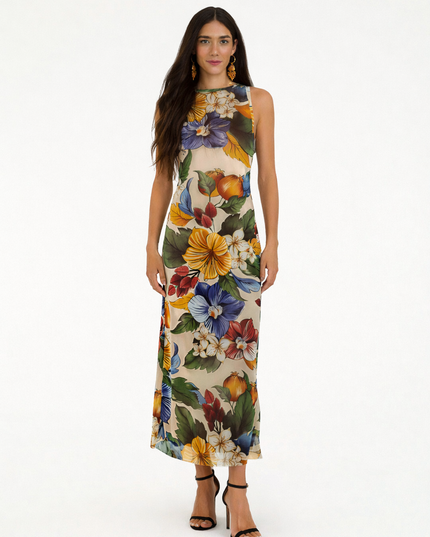 Vestido Farm Tule Reto Tropicalzinho