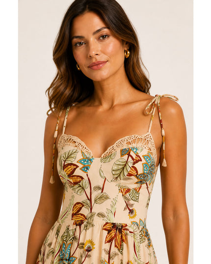 Vestido Longo Alças Estampado Floral Delhi