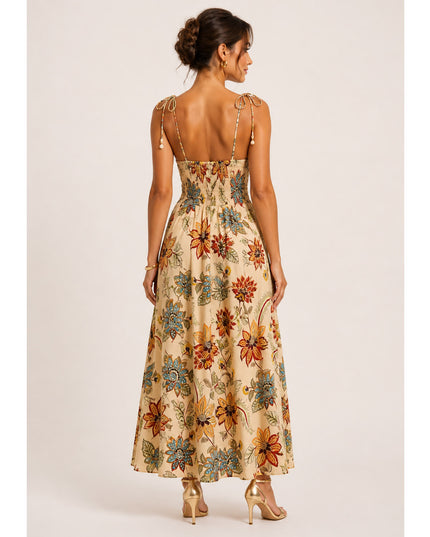 Vestido Longo Alças Estampado Floral Delhi