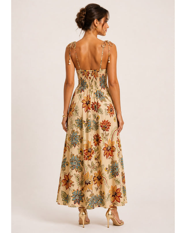 Vestido Longo Alças Estampado Floral Delhi