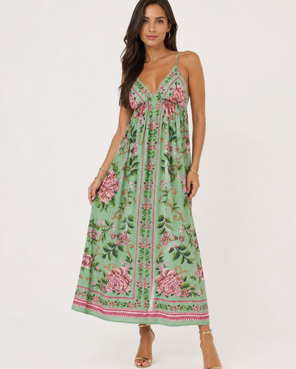 Vestido Farm Longo Alcinha Flor Realeza