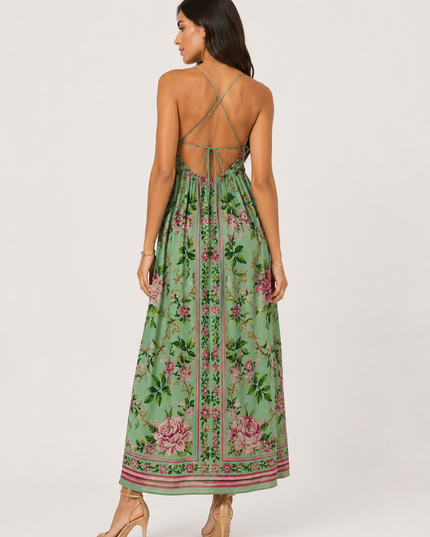 Vestido Farm Longo Alcinha Flor Realeza