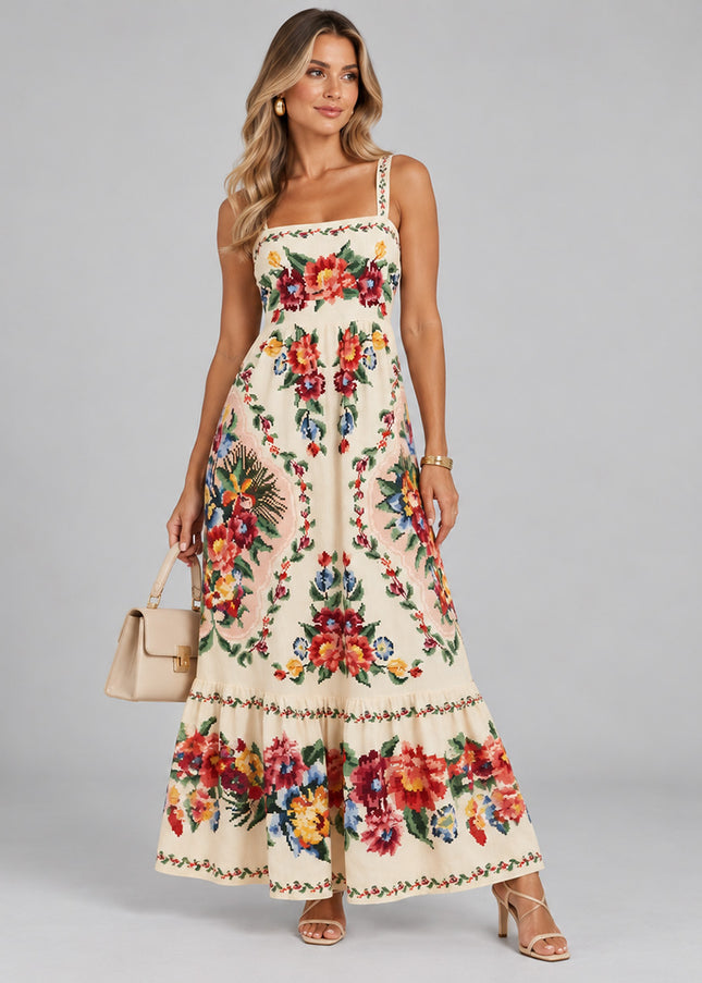 Vestido Farm Midi Estampado Tapete De Flor