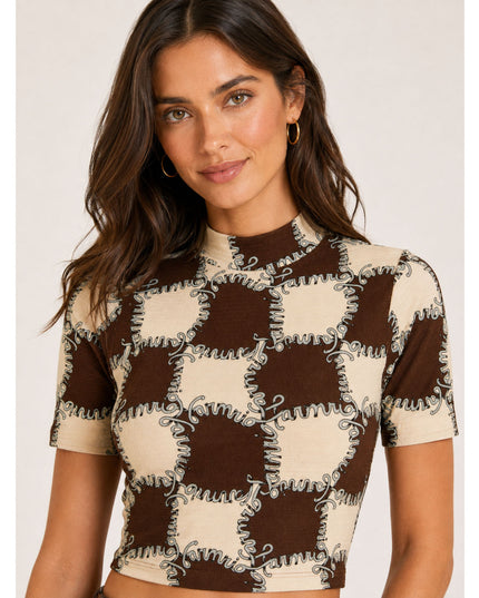 Blusa Farm Cropped Estampada Ritmo Carioca