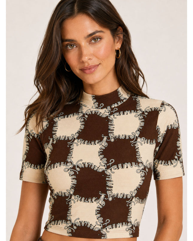 Blusa Farm Cropped Estampada Ritmo Carioca