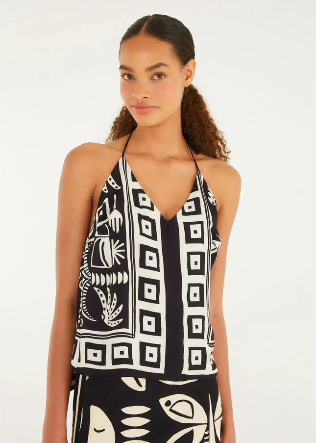 BLUSA FARM DOUBLE ESTAMPADA LENÃ‡O TROPICANO