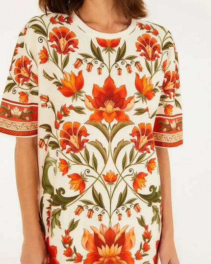 Vestido Farm T-shirt Básico Estampado Natalia