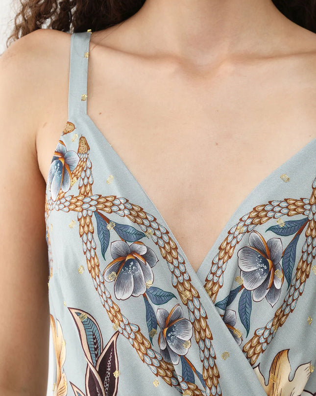 VESTIDO FARM CURTO LENÇO JARDIM REAL