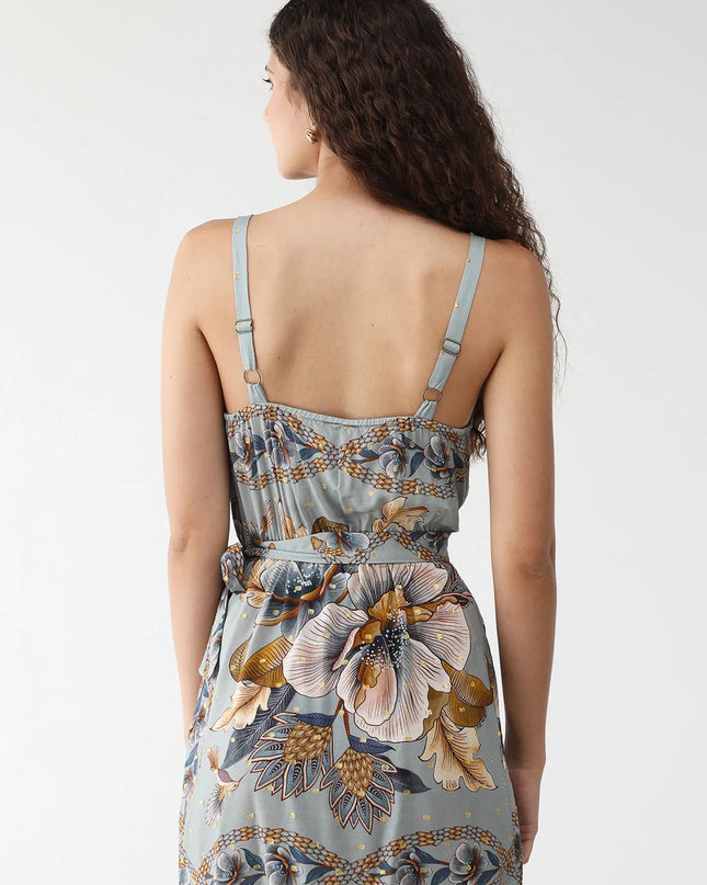 VESTIDO FARM CURTO LENÇO JARDIM REAL