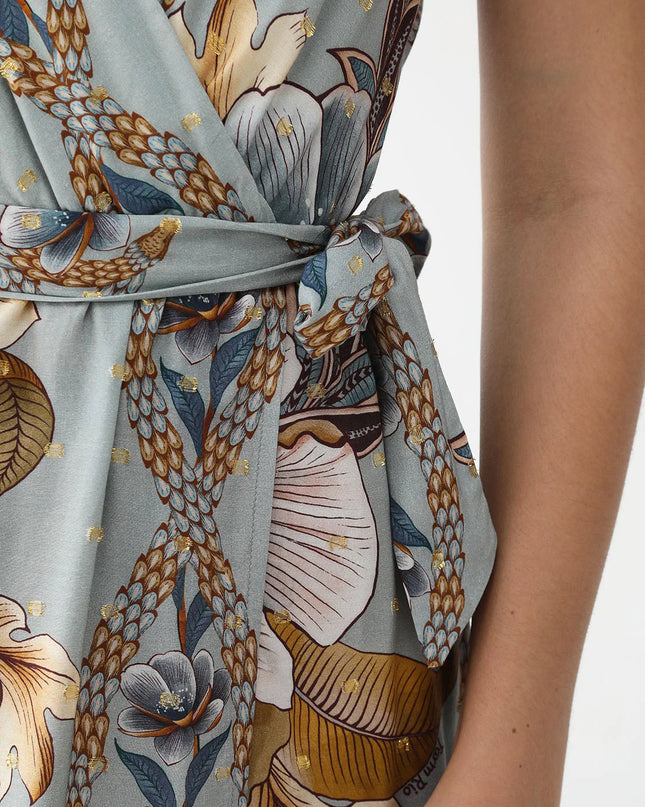 VESTIDO FARM CURTO LENÇO JARDIM REAL