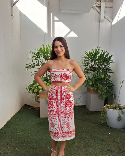 BLUSA FARM TOP RETO ESTAMPADO COQUEIRO DE FLOR